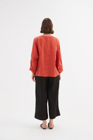 BISHOP LONG SLEEVE LINEN TOP