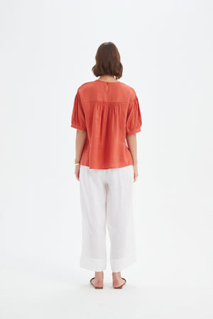 BISHOP SLEEVE SHIRRING TOP