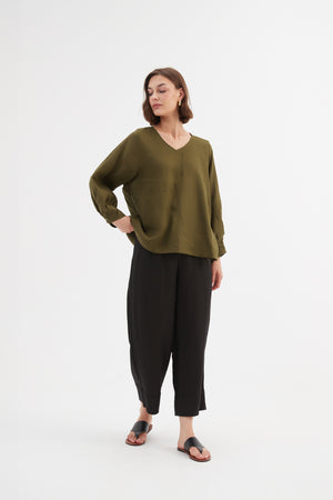 BISHOP LONG SLEEVE LINEN TOP
