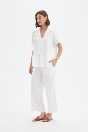 SHAWL COLLAR PLEAT TOP