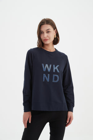 EMBOSSED METALLIC WKND SWEAT
