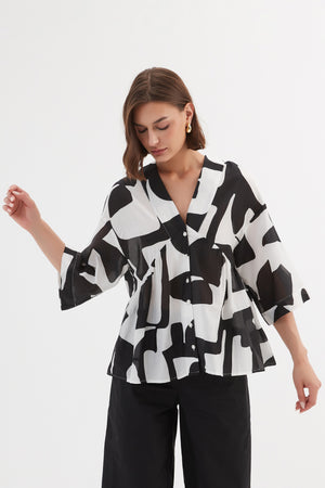 V NECK PEPLUM TOP