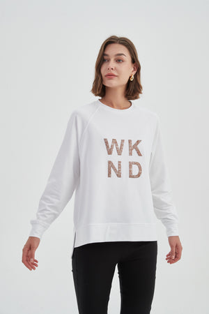 EMBOSSED METALLIC WKND SWEAT