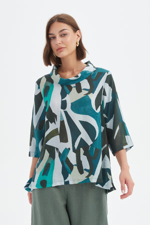 HIGH NECK PRINT TOP