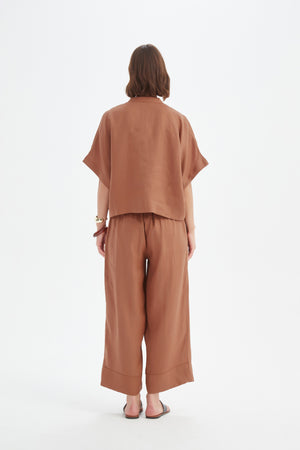 BOXY BUTTON LINEN SHIRT