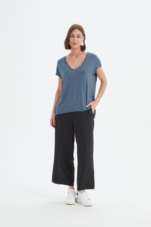 DEEP V CAP SLEEVE TEE