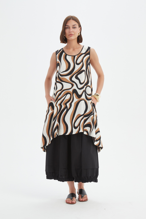 SLEEVELESS SWING PRINT TOP
