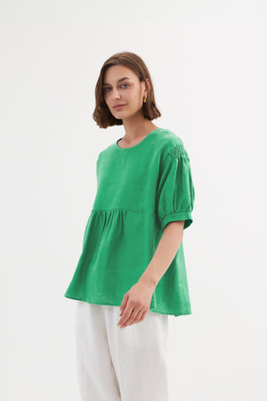 BISHOP SLEEVE SHIRRING TOP