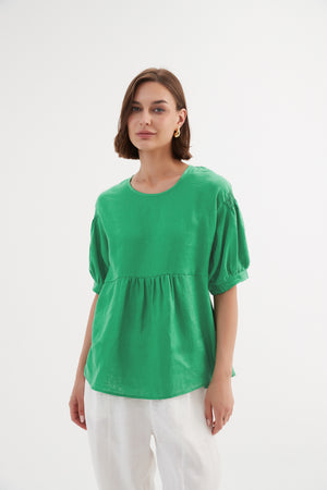 BISHOP SLEEVE SHIRRING TOP