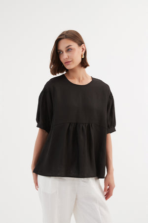 BISHOP SLEEVE SHIRRING TOP