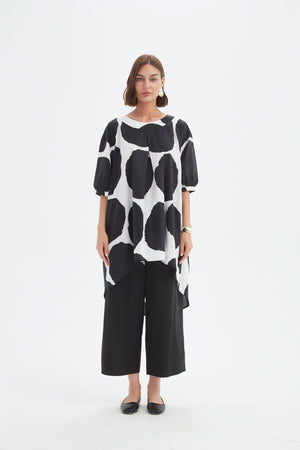 PLEAT FRONT PRINT TUNIC