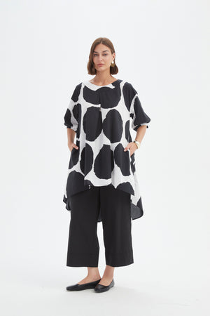 PLEAT FRONT PRINT TUNIC