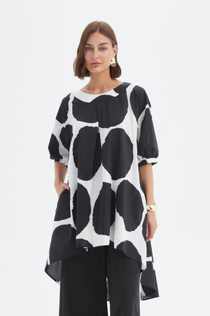 PLEAT FRONT PRINT TUNIC