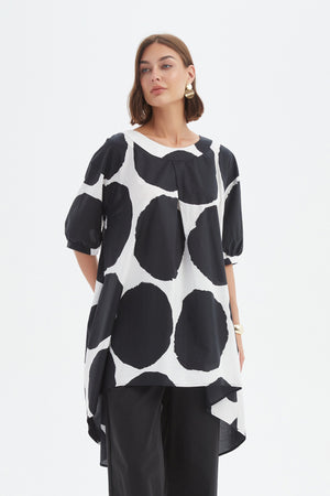 PLEAT FRONT PRINT TUNIC