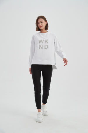 EMBOSSED METALLIC WKND SWEAT