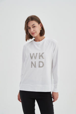 EMBOSSED METALLIC WKND SWEAT