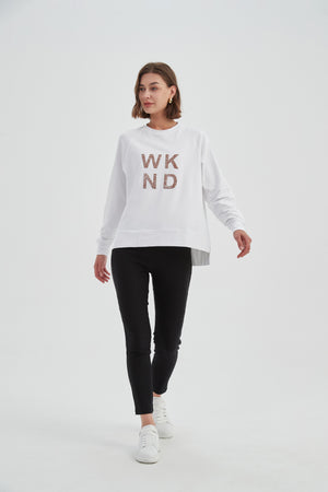 EMBOSSED METALLIC WKND SWEAT