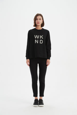 EMBOSSED METALLIC WKND SWEAT