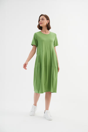 SHORT SLEEVE DIAGONAL SEAM DRESS