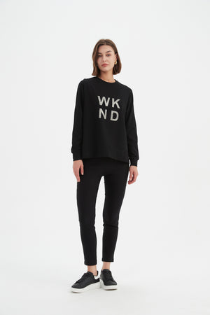 EMBOSSED METALLIC WKND SWEAT