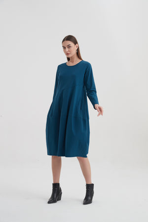 LONG SLEEVE DIAGONAL SEAM DRESS