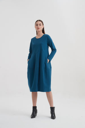 LONG SLEEVE DIAGONAL SEAM DRESS