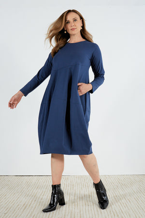 LONG SLEEVE DIAGONAL SEAM DRESS