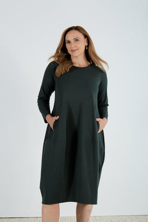 LONG SLEEVE DIAGONAL SEAM DRESS