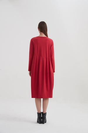 LONG SLEEVE DIAGONAL SEAM DRESS