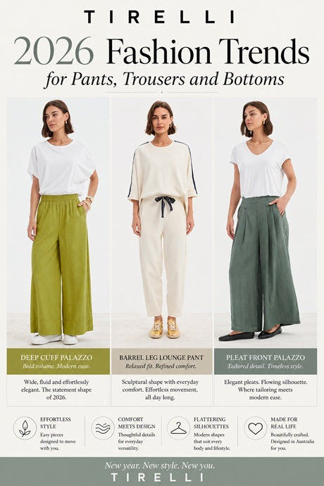 2026 Fashion Trends for Pants, Trousers & Bottoms by TIRELLI