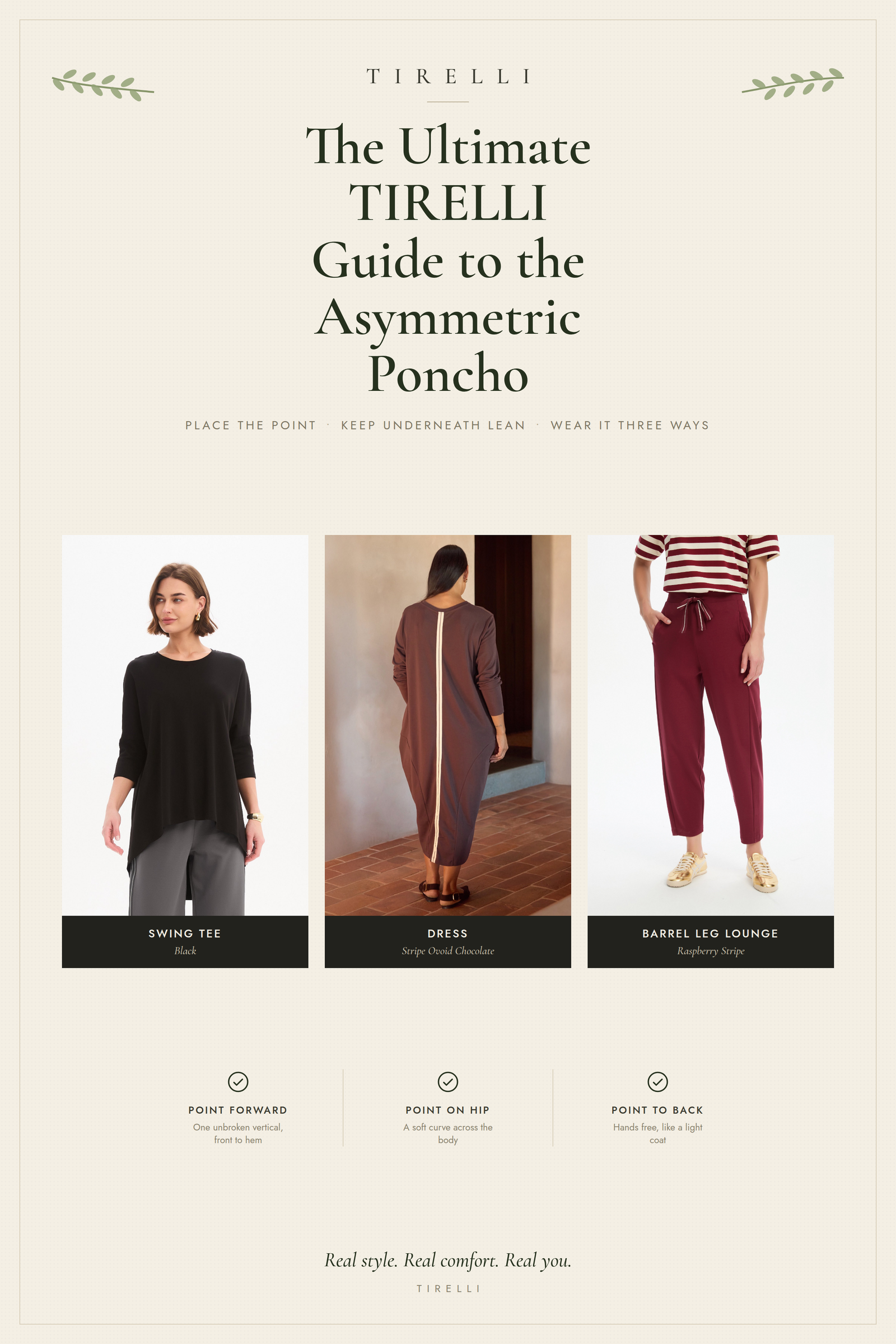 TIRELLI guide: how to wear, style and size the asymmetric poncho