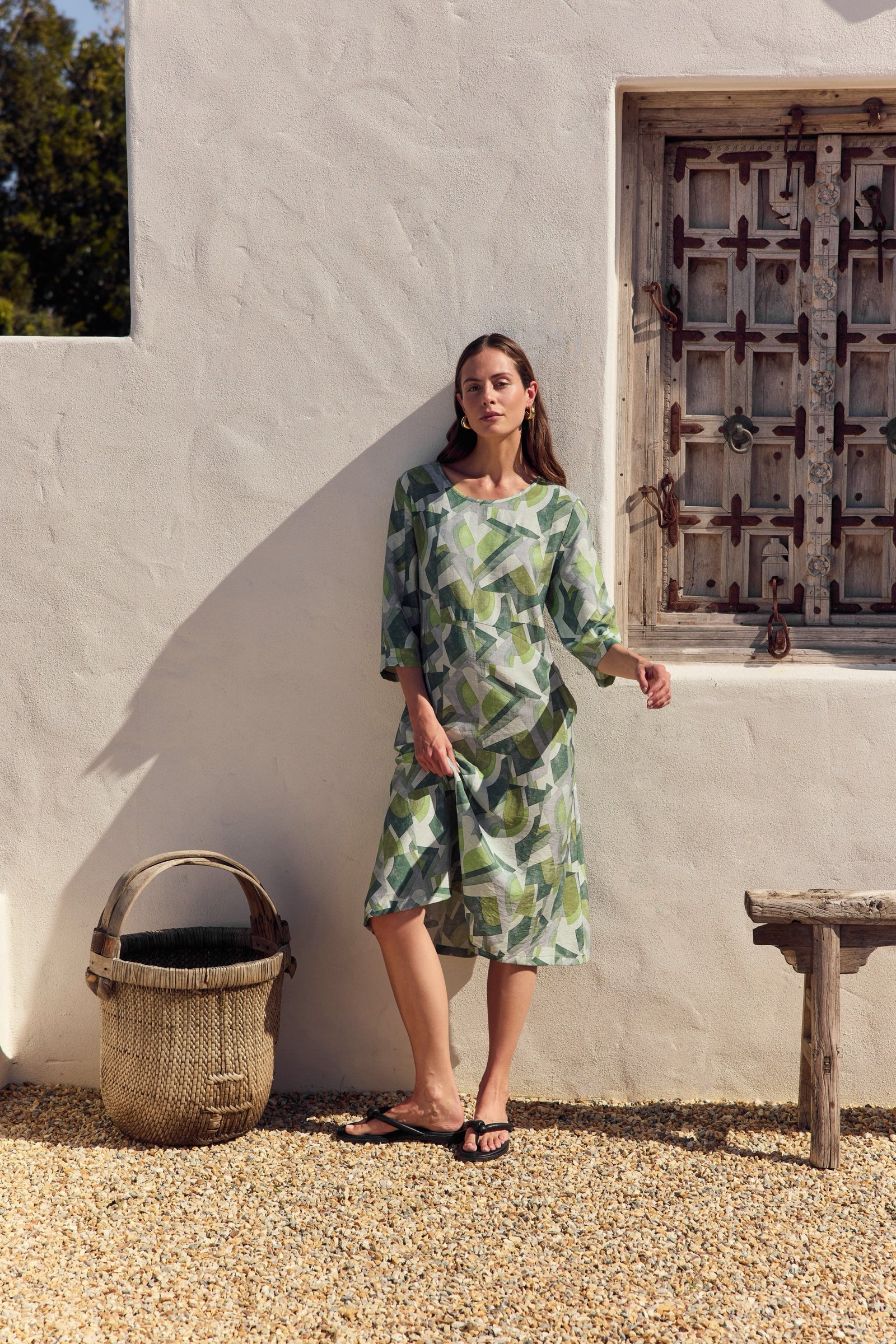 CURVE SEAM PRINT DRESS