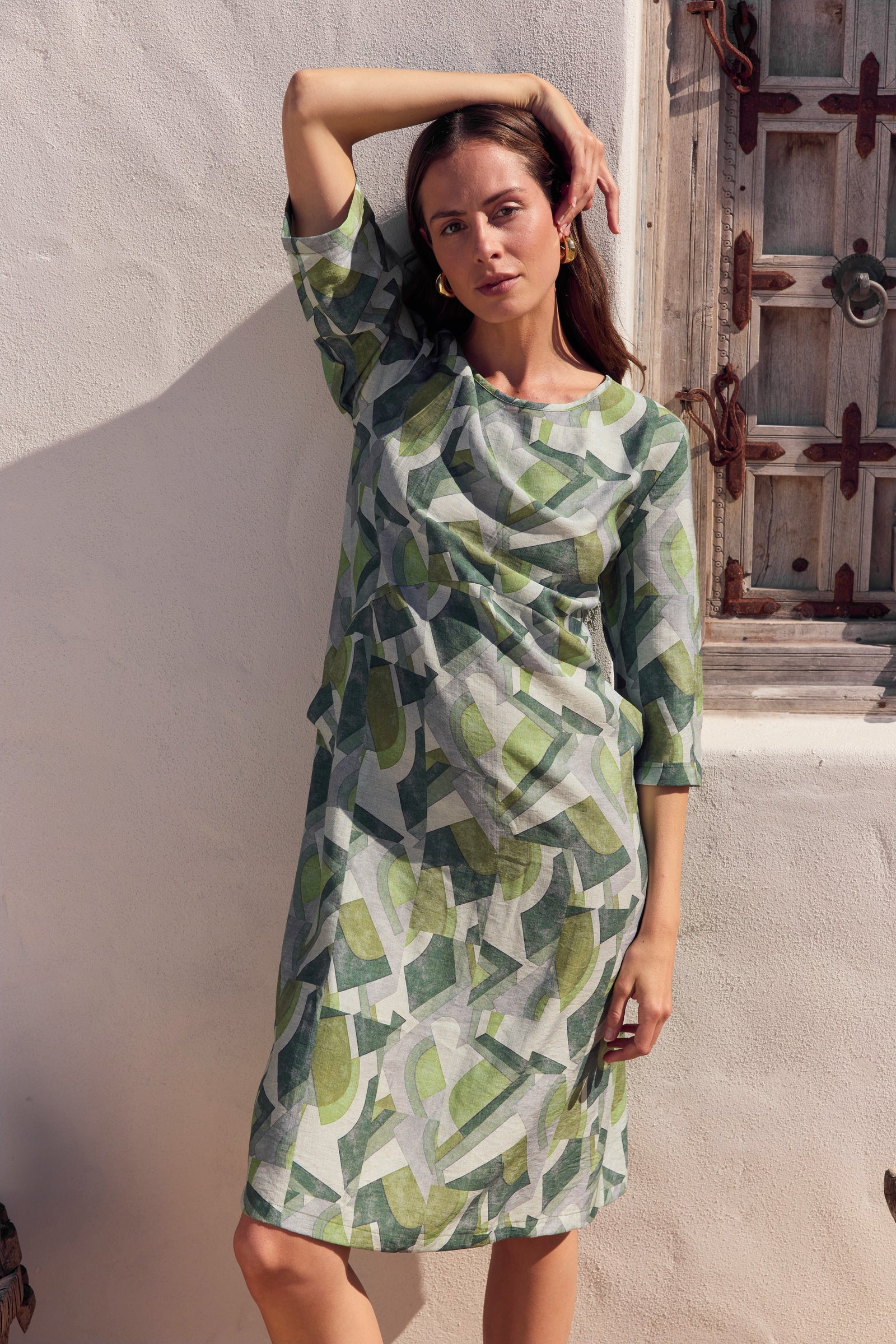 CURVE SEAM PRINT DRESS