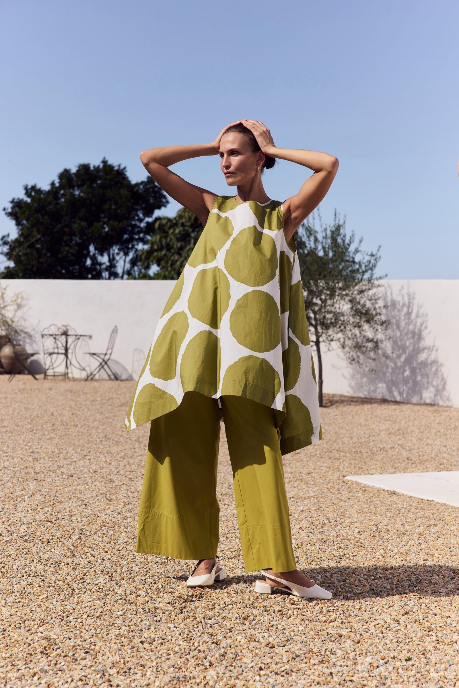 SLEEVELESS POPLIN PRINT TOP