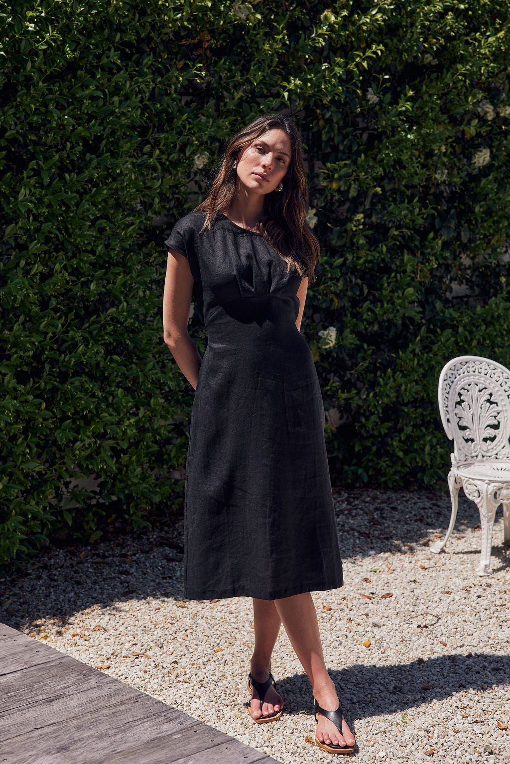 TIE BACK PLEAT DRESS