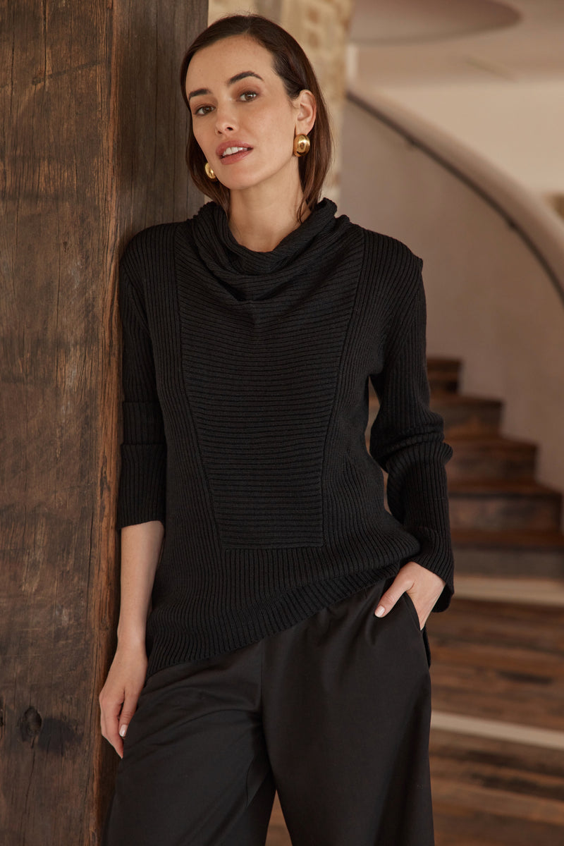 COWL NECK RIB KNIT