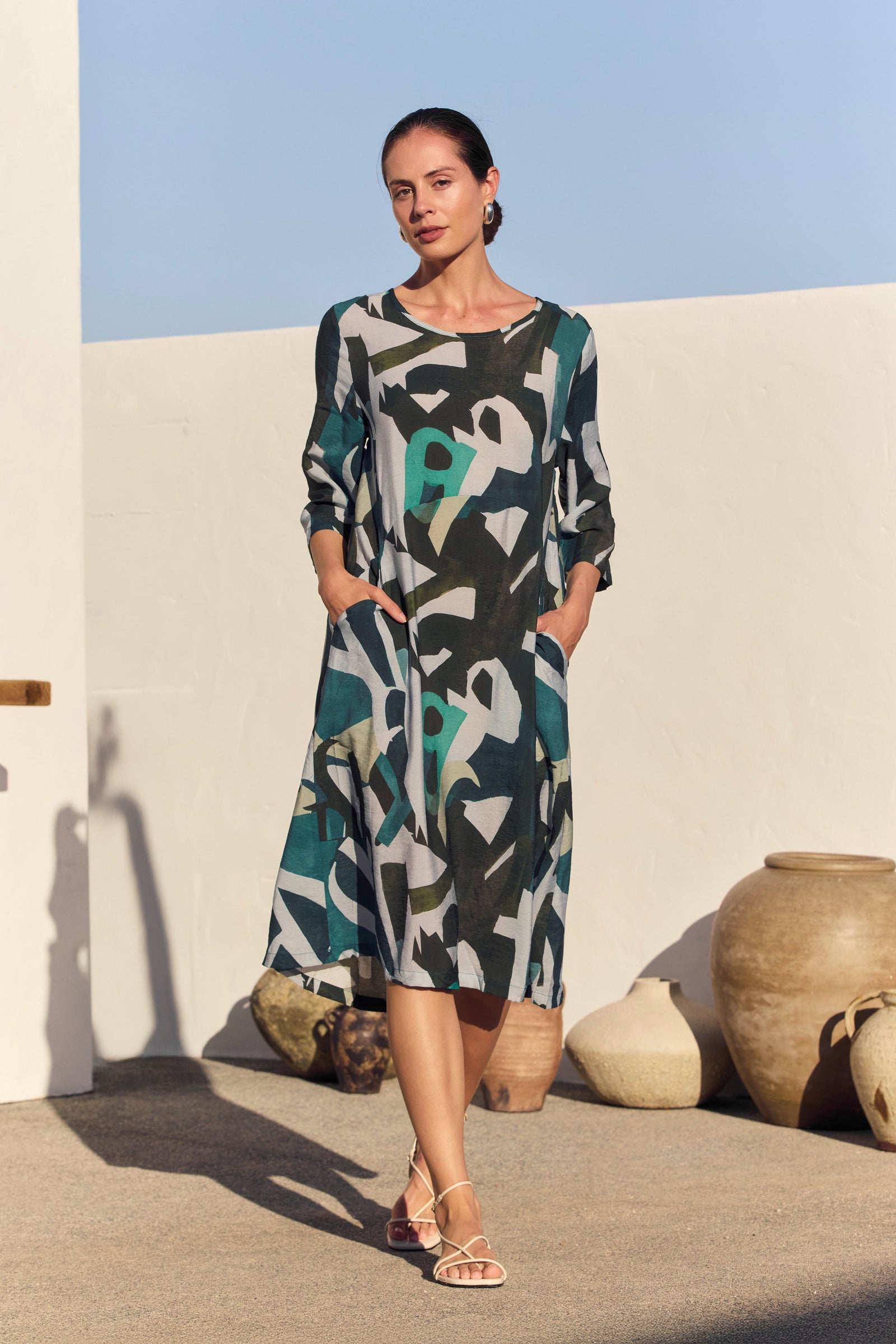CURVE SEAM PRINT DRESS