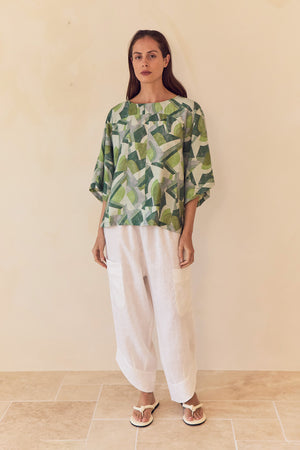 WIDE SLEEVE PRINT TOP