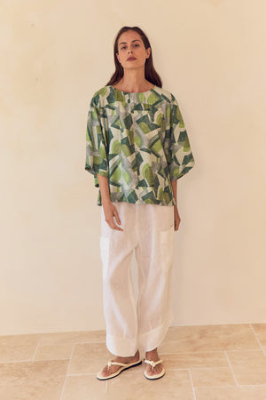 WIDE SLEEVE PRINT TOP