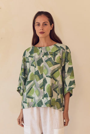 WIDE SLEEVE PRINT TOP