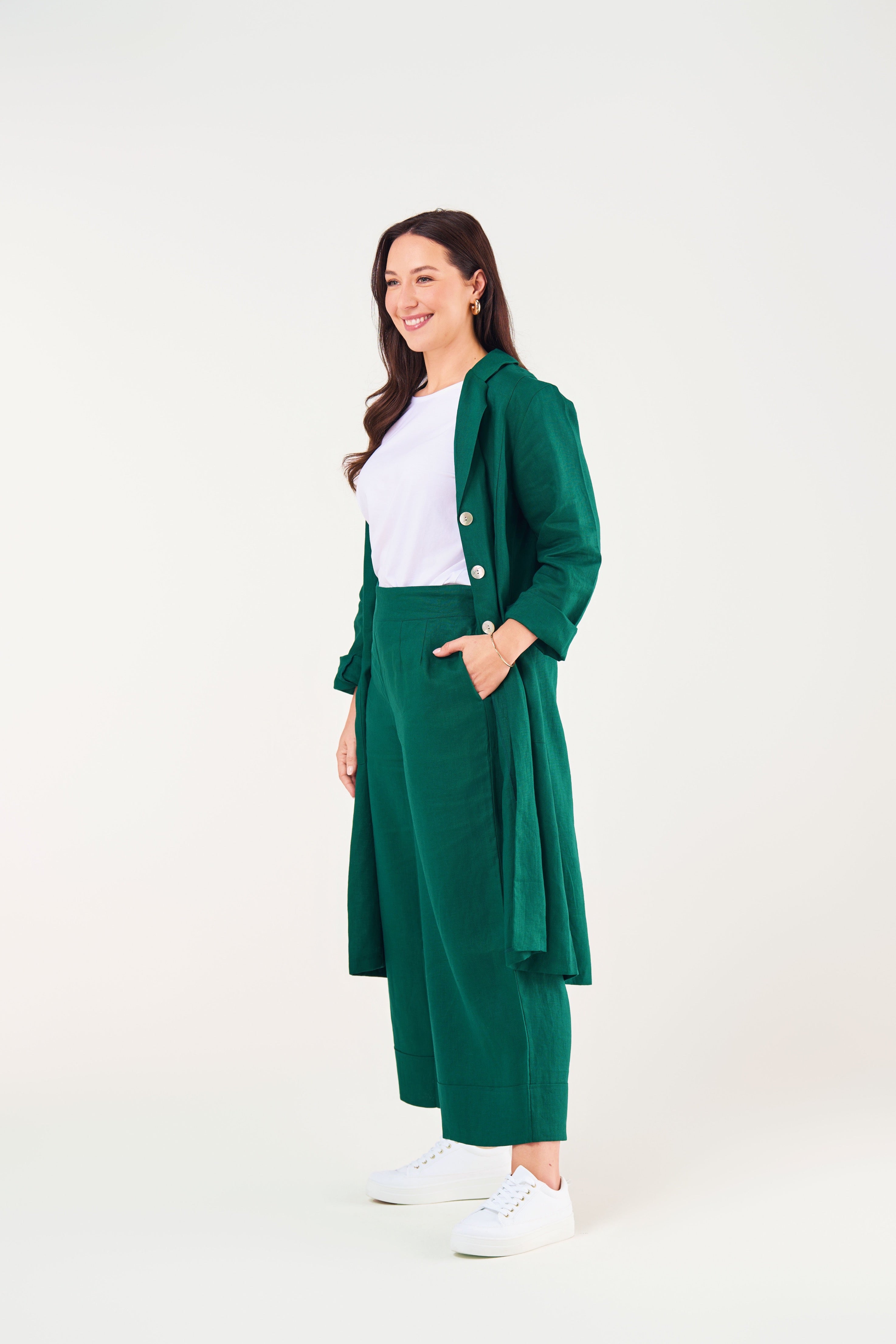 Emerald green 2025 duster coat