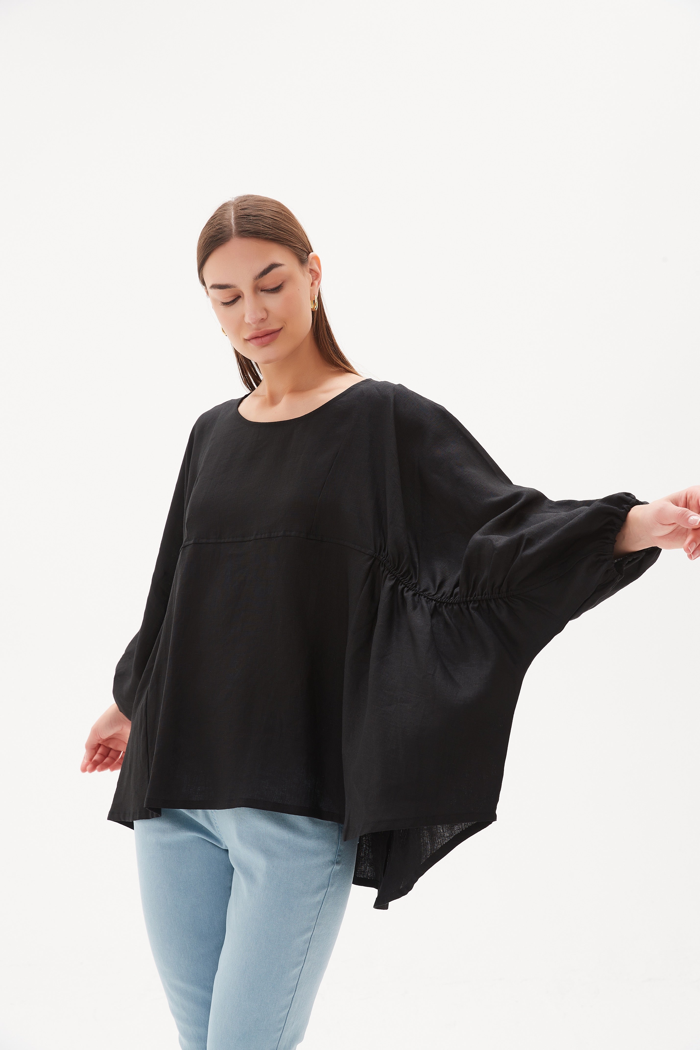 Elastic Gather Volume Blouse | Tirelli | Puff Sleeve Top - TIRELLI