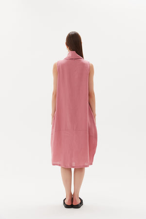 SLEEVELESS COWL NECK DRESS