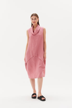 SLEEVELESS COWL NECK DRESS