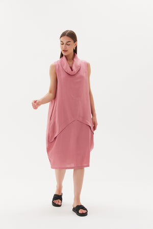 SLEEVELESS COWL NECK DRESS