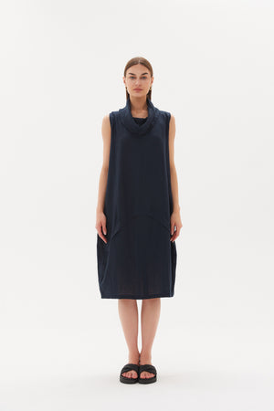 SLEEVELESS COWL NECK DRESS