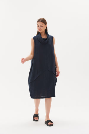 SLEEVELESS COWL NECK DRESS