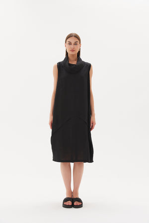 SLEEVELESS COWL NECK DRESS