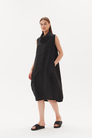 SLEEVELESS COWL NECK DRESS