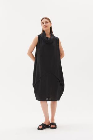 SLEEVELESS COWL NECK DRESS